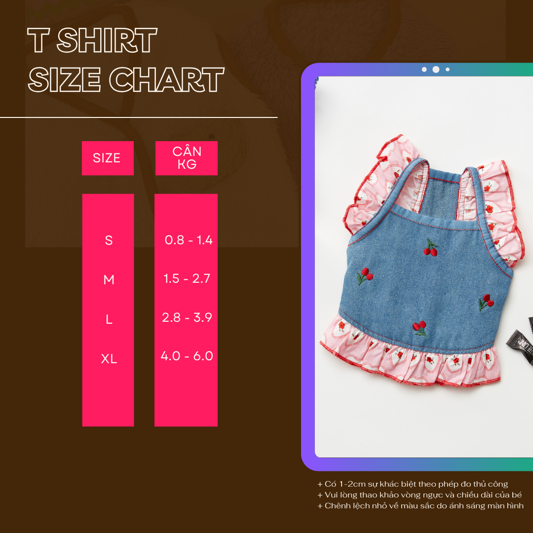 Áo Cherry Jean Tay Bèo Hoa Dâu 3 50