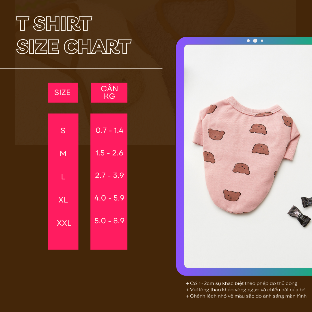 Áo Thun Gấu Hiha Pets - Hồng 3 54